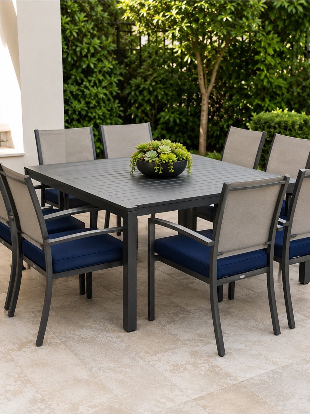 Sunbrella Navy Blue Square Seat Cushion Cover Replacement Covers (set of 8) NWT